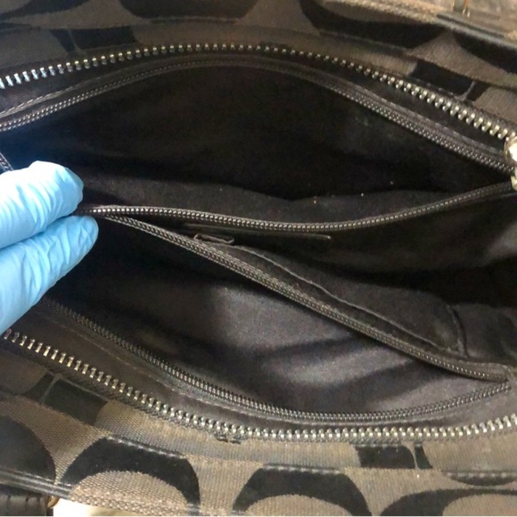 COACH Black Signature “C” Canvas and Leather Handbag, GUC - Picture 12 of 14